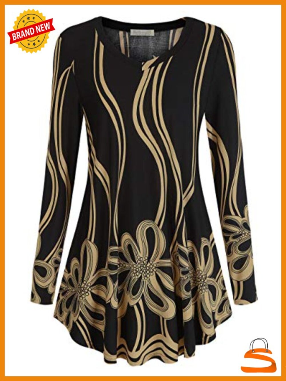 Long Sleeve Tunic Top for Leggings V-Neck Blouse T-Shirt